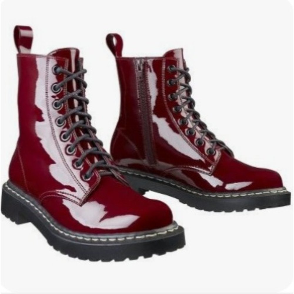 Xhiliration Womens Kailey Patent Boots Red Size 11